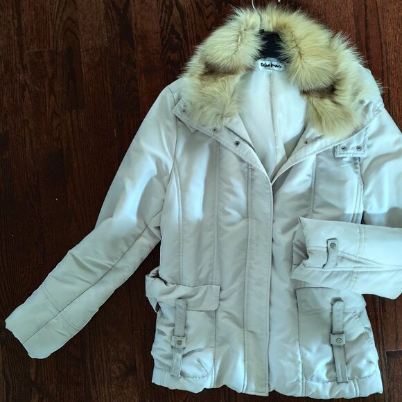 Winter jacket with natural fur trim El Corte Ingles size 48 - Picture 2 of 5